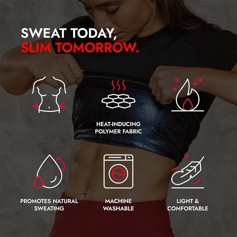 Women's Sauna Sweat Shirt Tummy Control Sauna Shirt Athletic Tee Compression T-Shirt Heat Trapping Sauna Vest for Women
