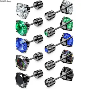 Titanium Screw Back Stud Earring Set for Women and Men, Hypoallergenic Ear Jewelry for Sensitive Ears with Secure Fit Design