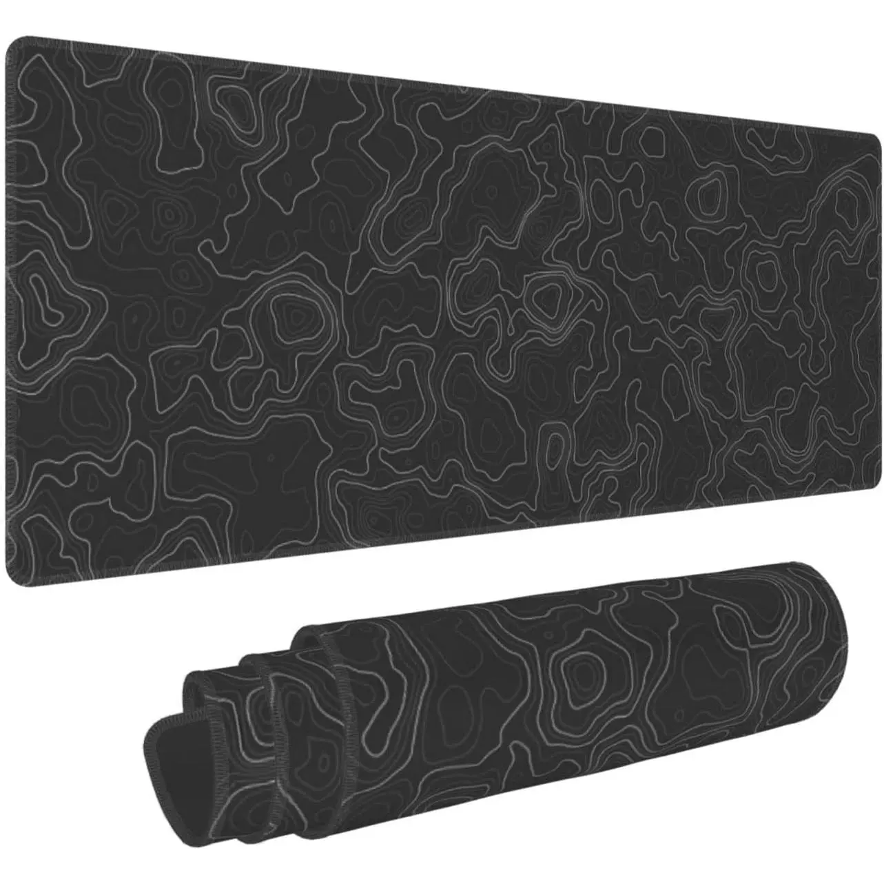 Topographic Map Lines  Pad Geographic Gaming  Pad Long Keyboard Mat Extended Big Mousepad XL  Mat Large Full Desk Pad Stitched Edges Non-Slip Rubber Base Mice Pad for Office Work