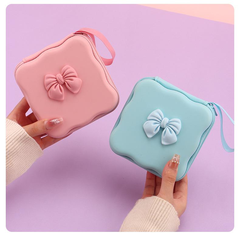 iPhone Charger Cable Protector Set with Cute Pink Bow, Only Compatible with Apple Original 18W/20W Adapter, Anti-Break Data Cable Organizer & Storage Bag for Women Girls (Charger & Cable Not Included)