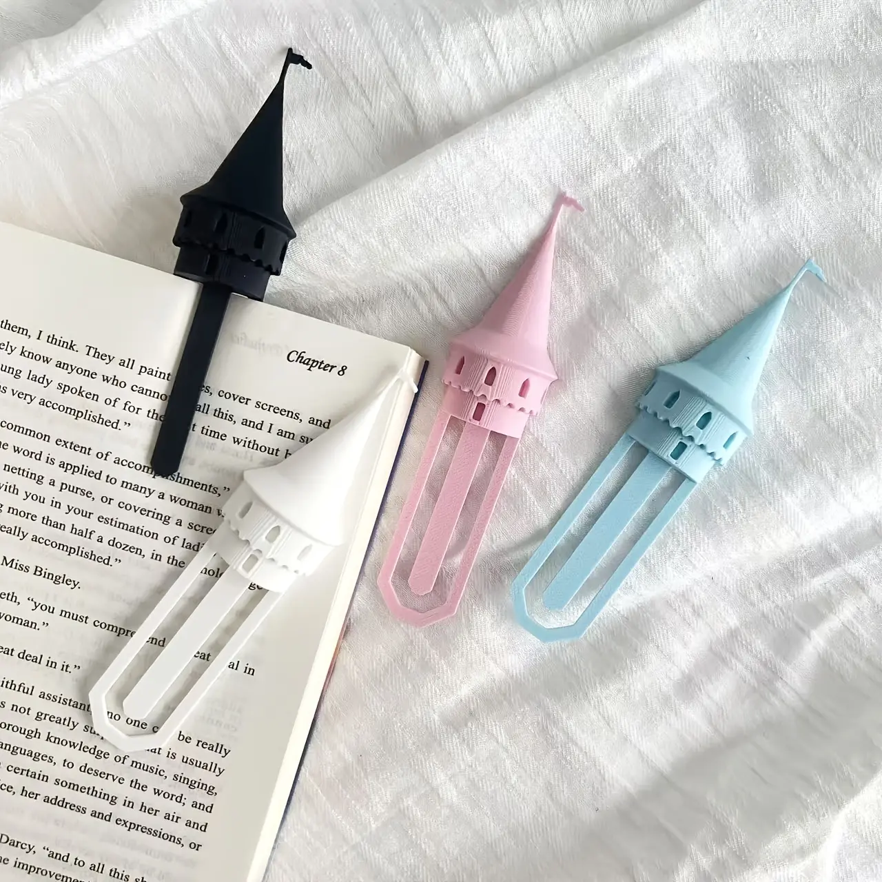 Value Bundle 4-Pack Magic Castle Bookmark and Spire Page Holder - Creative 3D Fantasy Architecture Motif with Secure Page Marker Fit, Whimsical Book Lover Accessory, Perfect for Reading Time, Library Study, Desk Decor & Book Gift