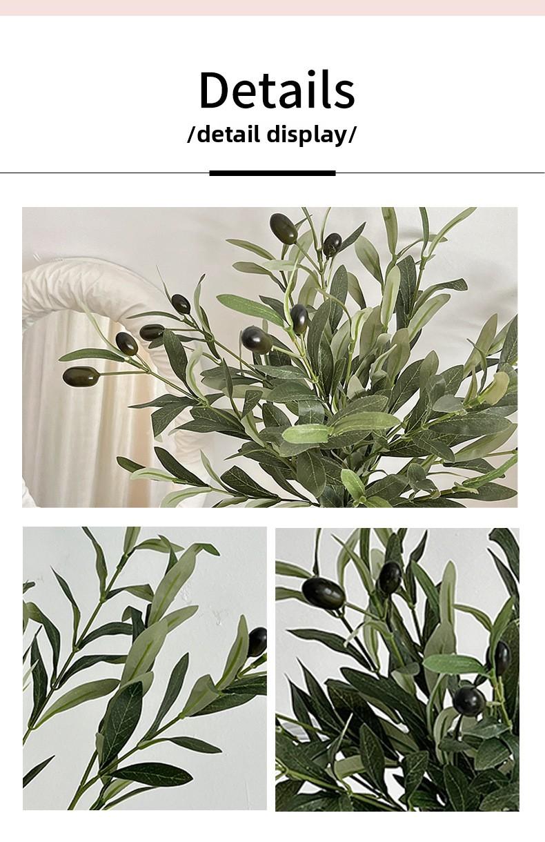 4-pronged artificial olive leaf, artificial green plant with fruit, olive branch, green tree branch