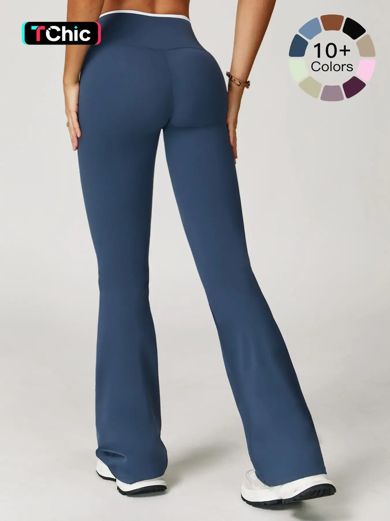 High-Waisted Quick-Dry Wide-Leg Active Pants, Activewear Bottoms, Color-Block Design, Ideal for Running & Fitness, Micro Flare Style, Sporty Look, Fitness Workout Pants