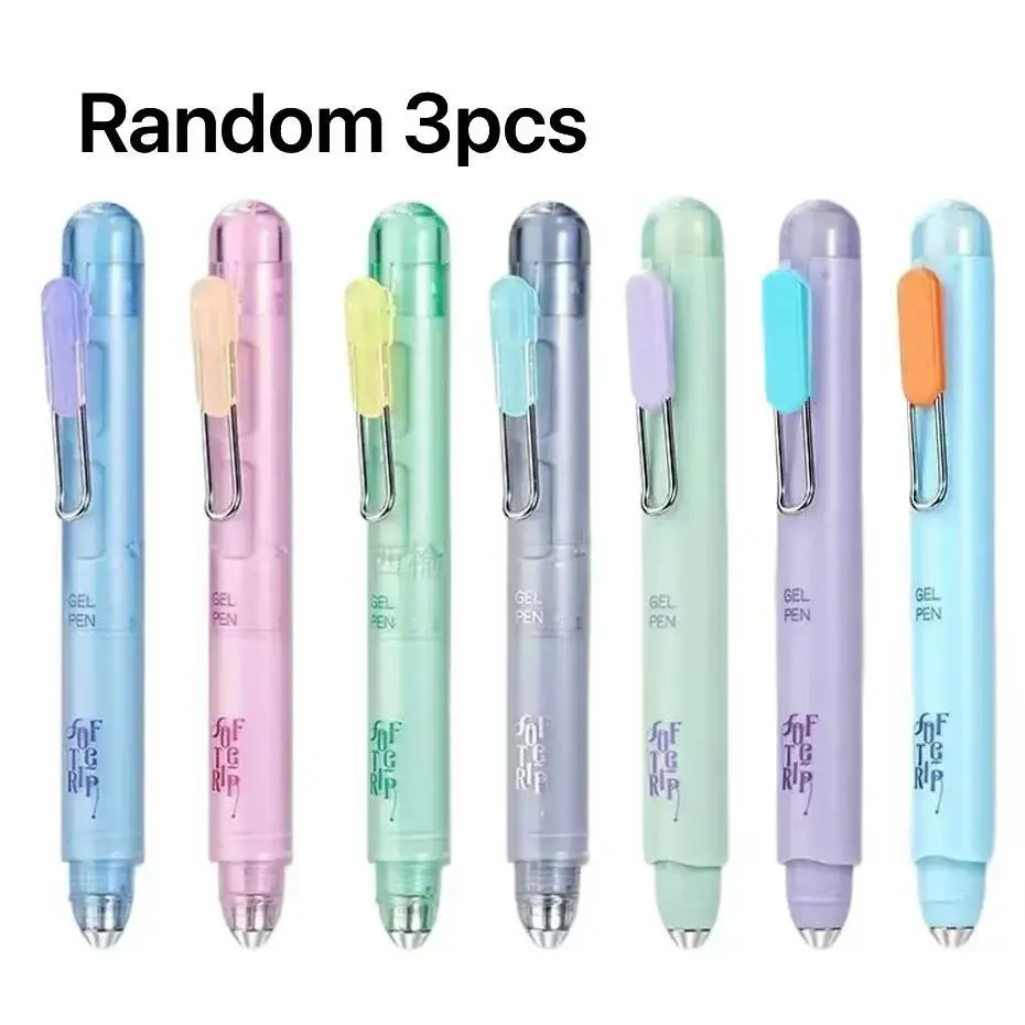 Random 1/3 Extendable Gel Pen, Soft Grip Pocket Portable Colorful Transparent Ballpoint Pen, Dual Ink Quick-Dry Exam Signature Pen, Writing Tool, Pretty Pens