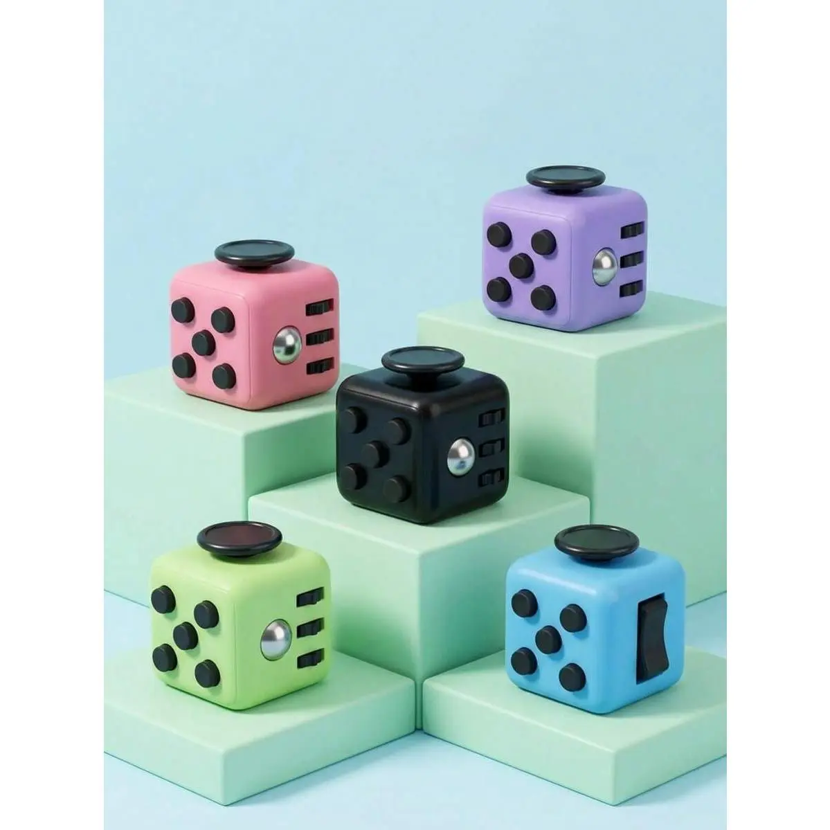 1PC Cube/Dice Toys, Decompression Venting Toy, Stress Relief Relieve Anxiety Finger Statue, ABS Vibration Toy, Creative Cute Funny Figurine Decoration, Multicolor Sensory Plaything Gifts, Home Decor,
