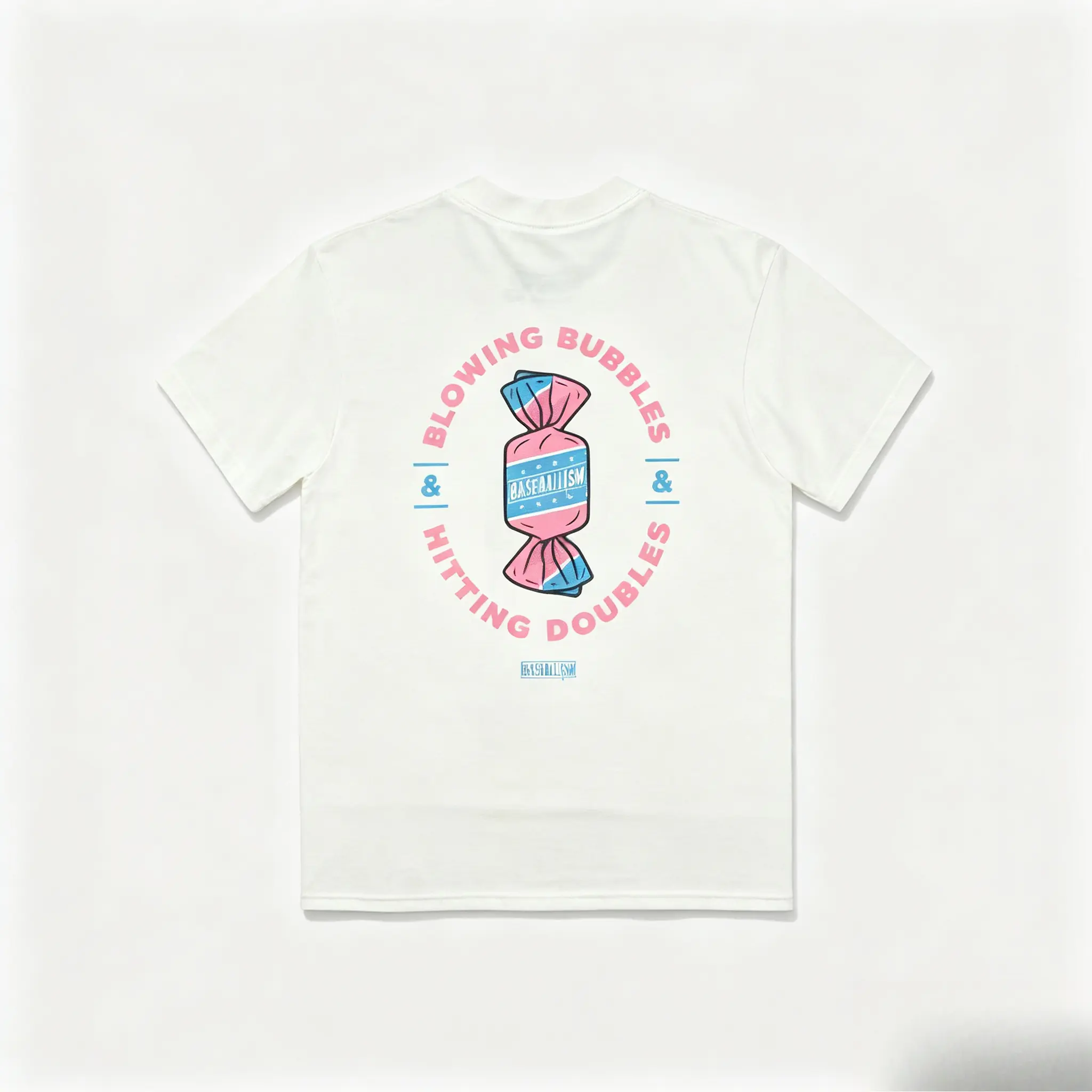 Oversized Back Graphic Cotton T-Shirt, Cute Candy Baseball Print Fashion Tee, Comfort Casual Outfit, Perfect Valentine’s Day Gift For Him Her, Holiday Gift For Sports Lover Friends