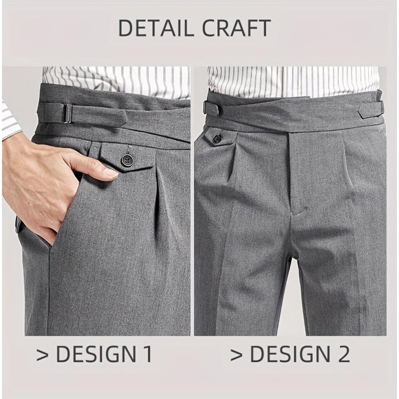 Men's waist less short black pants - mid waist loose fit, hanging fabricBusiness casual pants, suitable for all seasons, made of fashionable men's elastic fiber material. Menswear Spandex