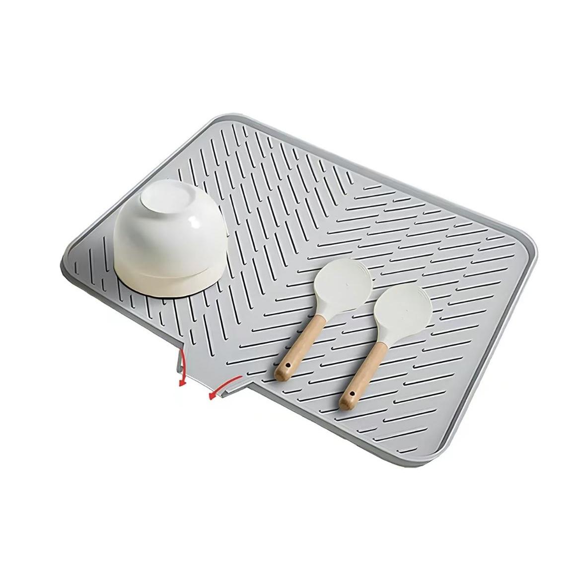 Extra-Large Silicone Dish Drying Mat with Integrated Drain Lip Easy-to-Clean Heat-Resistant Kitchen Counter Drainer Pad for Efficient Drying