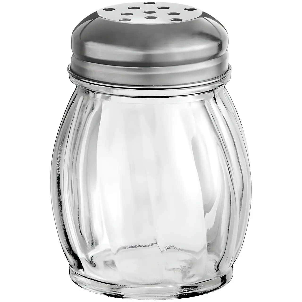 3.5-Inch Glass Shaker with Chrome Plated Perforated Lid, Ideal for Grated Cheese, Chili and Red Pepper, Suitable for Home and Commercial Use