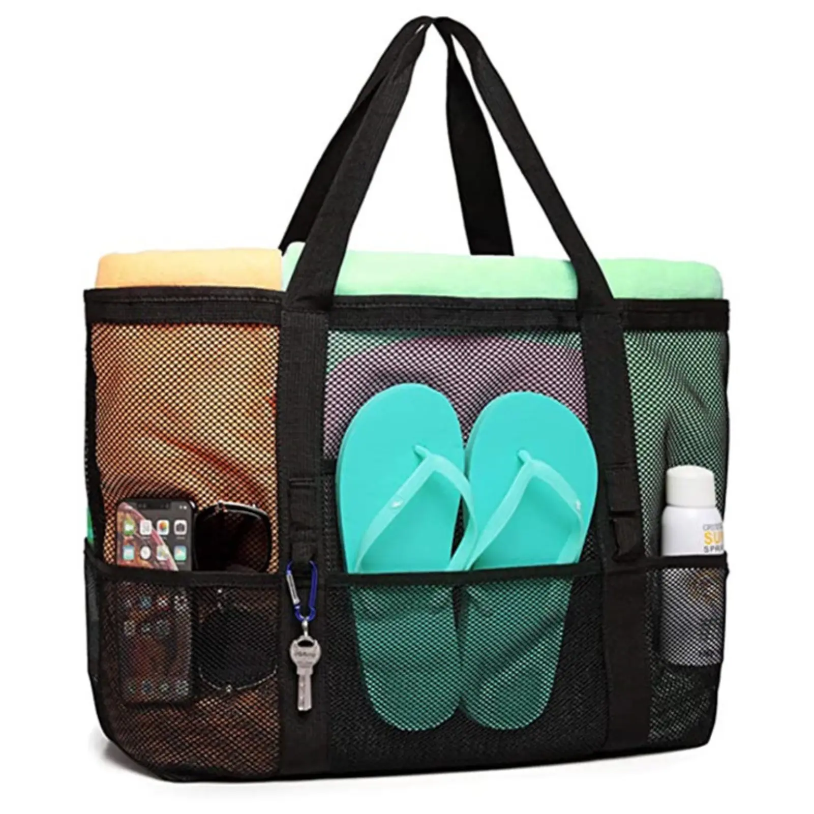 Large Capacity Mesh Beach Bag – Multifunctional Swim & Travel Tote, Lightweight Shoulder Handbag for Toys, Swimsuits & Beach Essentials Storage, Quick-Dry Vacation Organizer
