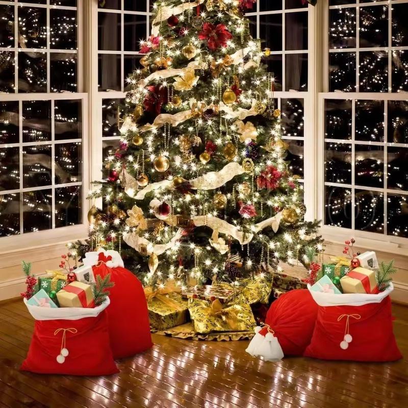 50/100x70cm Santa Claus Christmas Sack Bag Drawstring Bag, Costume Sacks for Presents, Kids Stocking Stuffer, Bags for Gifts