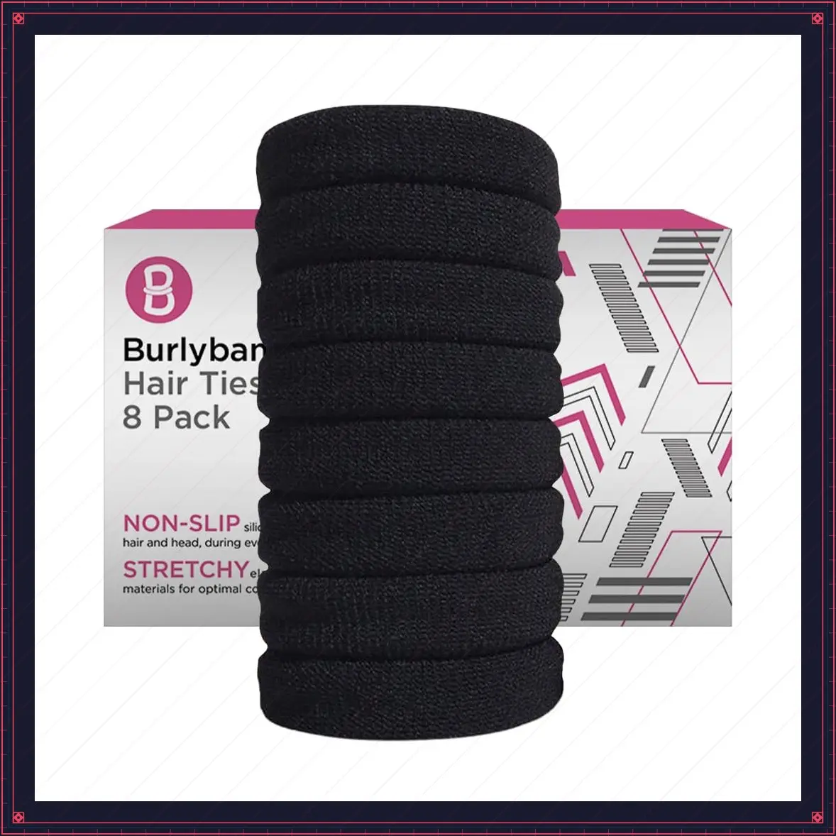 Elastic Hair Ties No Damage for Thick Heavy Hair, Black 8 Pack | Elastic Hair Scrunchies for Women - Extra Large Non-Slip Ponytail Holders for Curly Hair, Large Scrunchies No-Pull Hair BandsGift