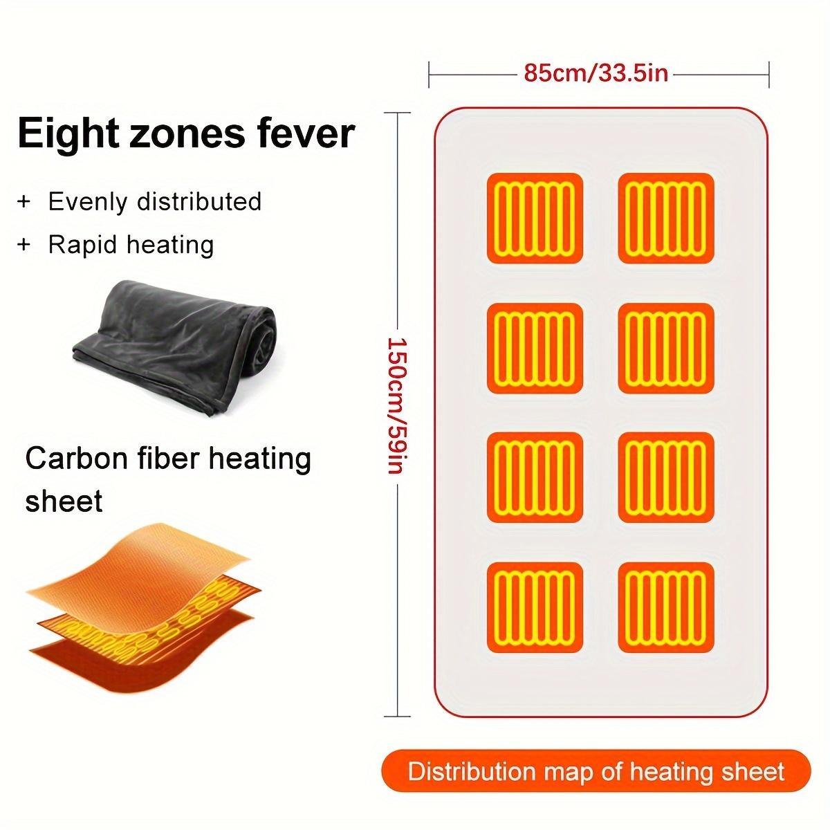 USB Heated Blanket 150x80cm Soft Fleece Shawl, Three Temperature Settings for Office and Travel Comfort