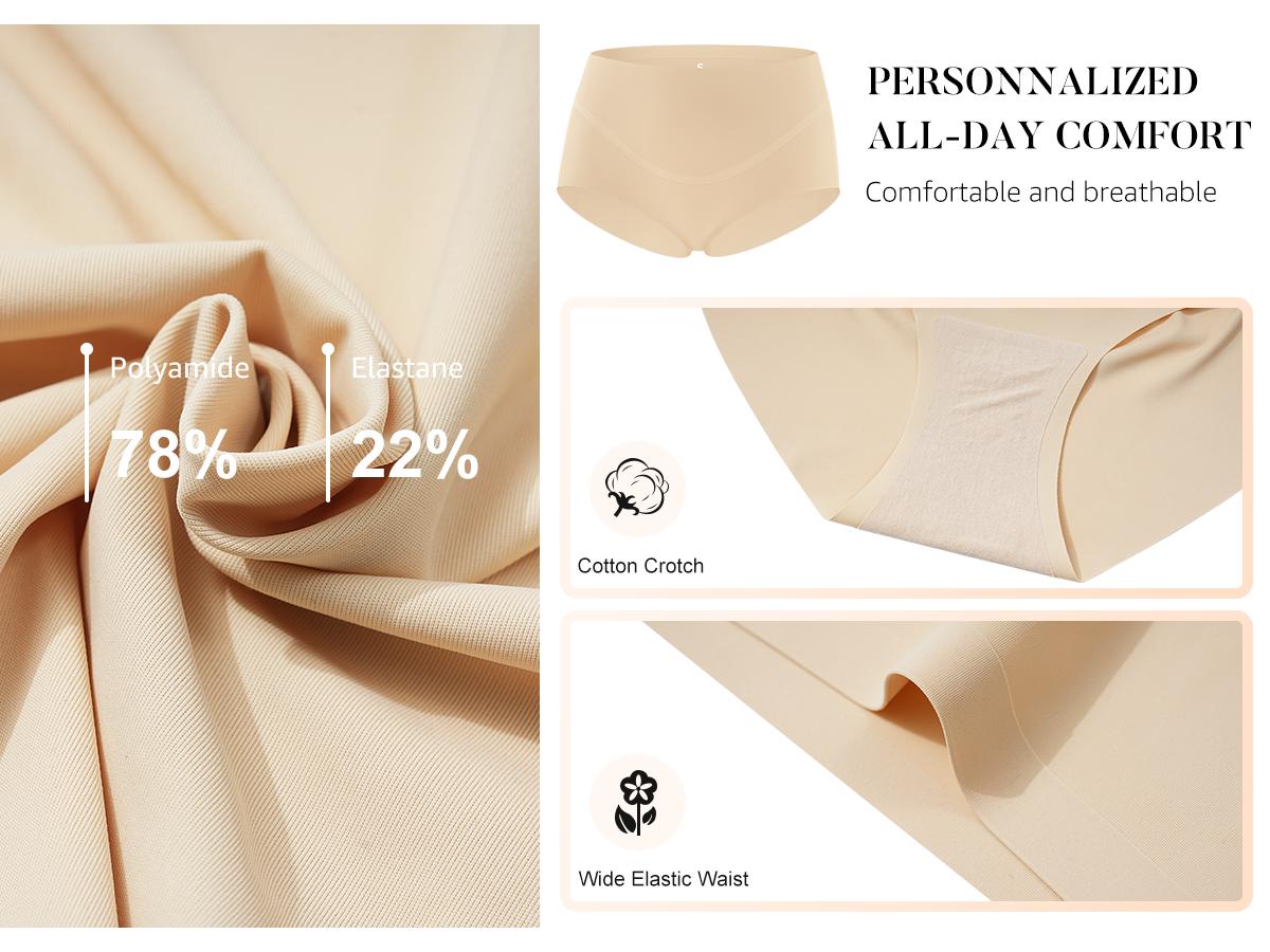 LEVAO Women’s Seamless High Waist Underwear 6 Pack, No Show Full Coverage Briefs S-XXL SpringStatements