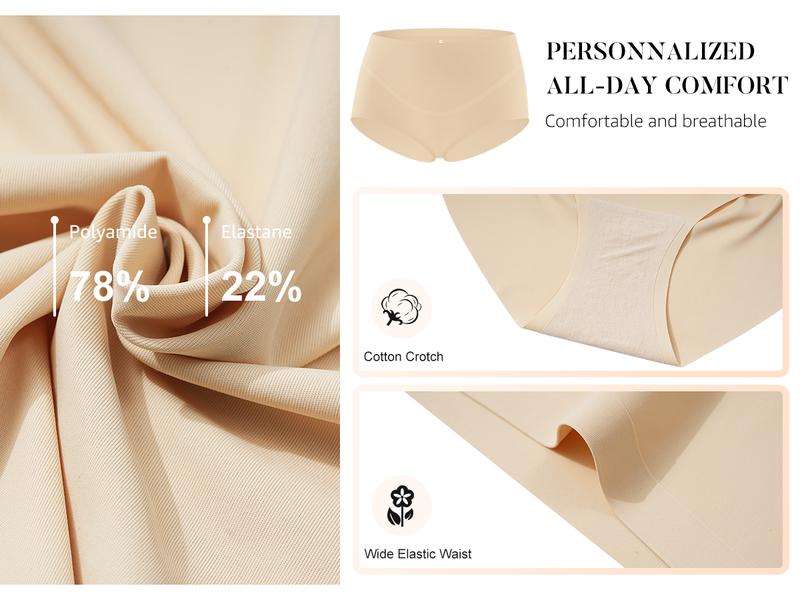 LEVAO Women’s Seamless High Waist Underwear 6 Pack, No Show Full Coverage Briefs S-XXL