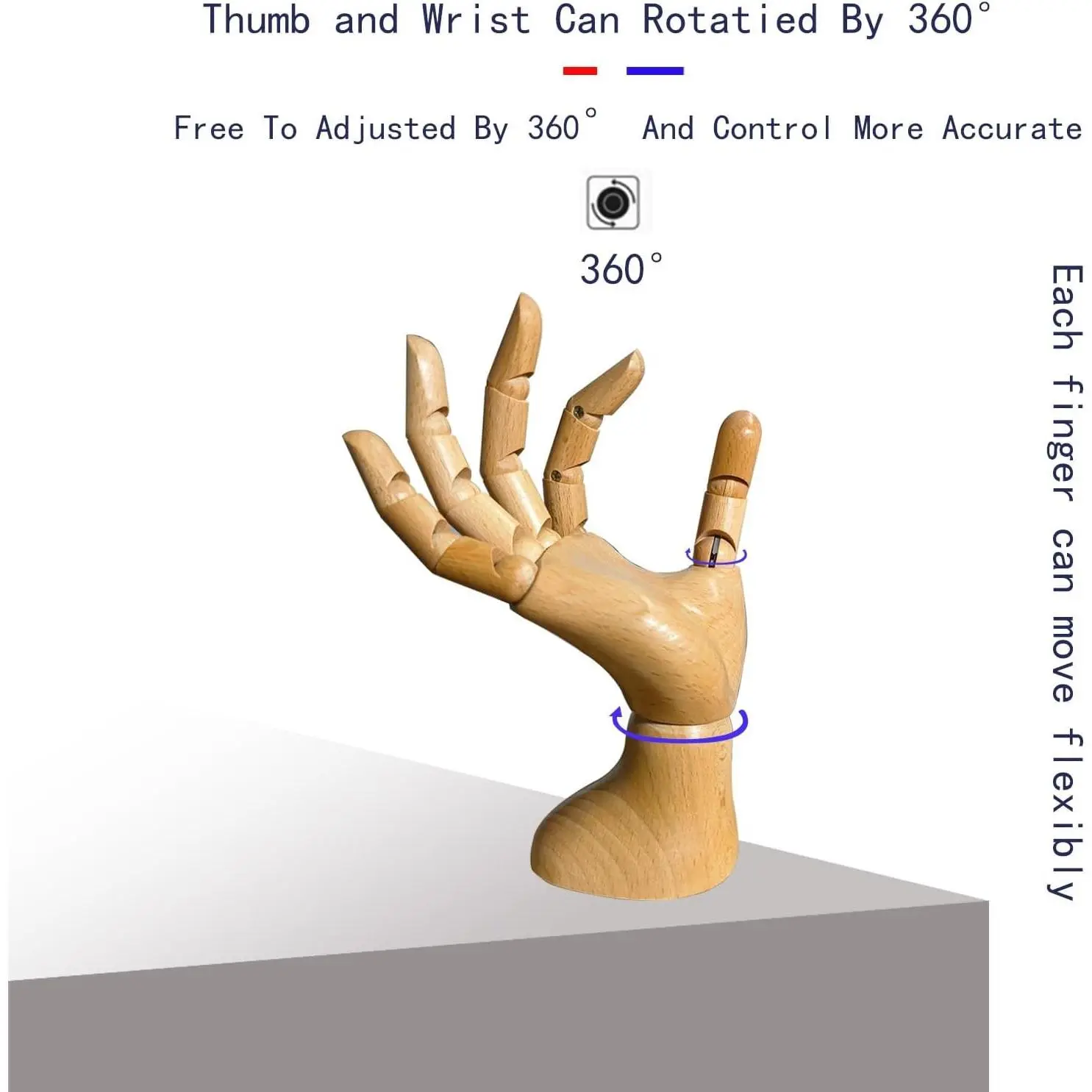 Male Right Wooden Hand Mannequin Hand Model for Nails Practice and Drawing