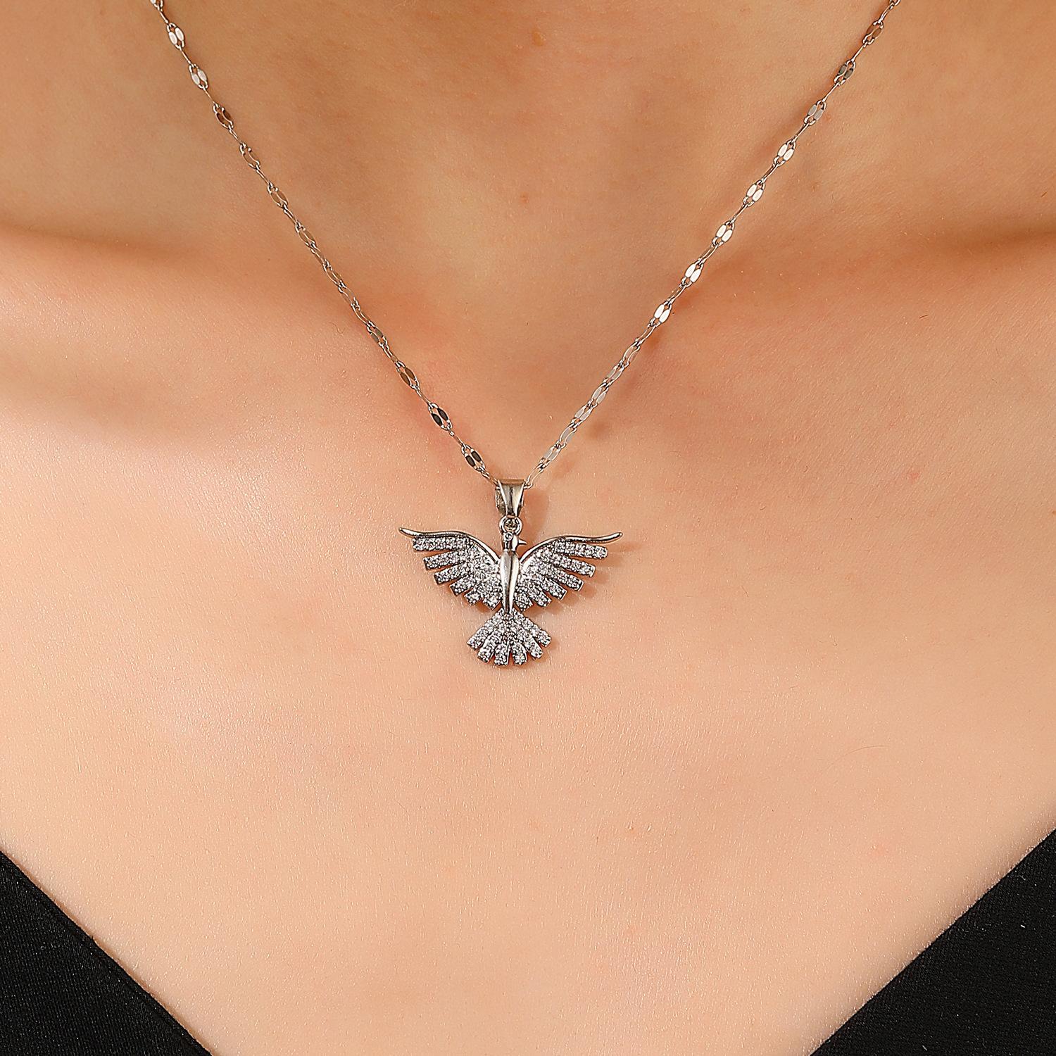 Gold Plated Iced Out Eagle Pendant Necklace for Men Sparkling CZ Eagle Necklace 14K Gold Plated Double Chains Hypoallergenic Everyday Jewelry Gift