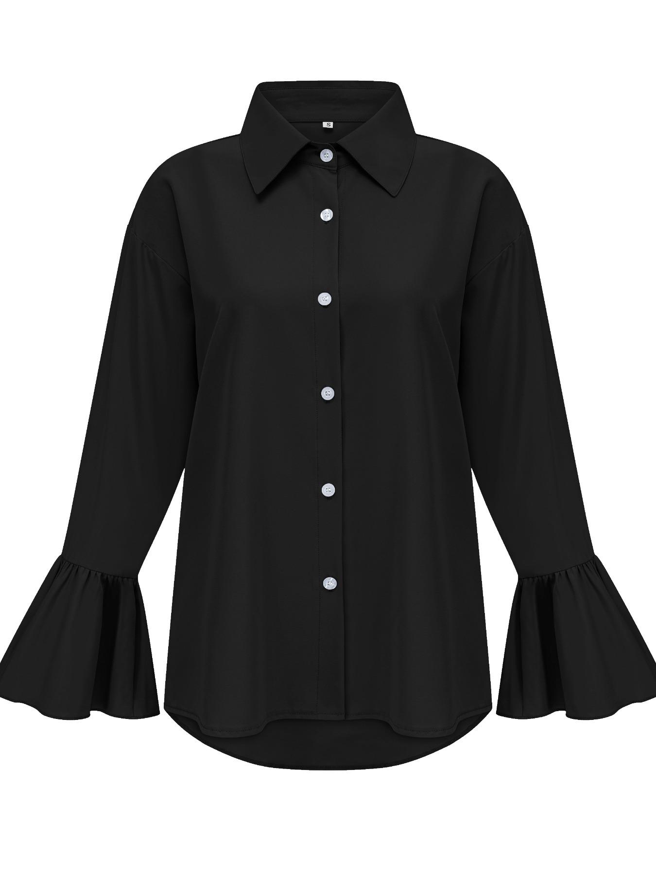 Women's Plain Shirt, Casual Button Top for Summer, Ladies Clothes for Daily Wear, Blouse