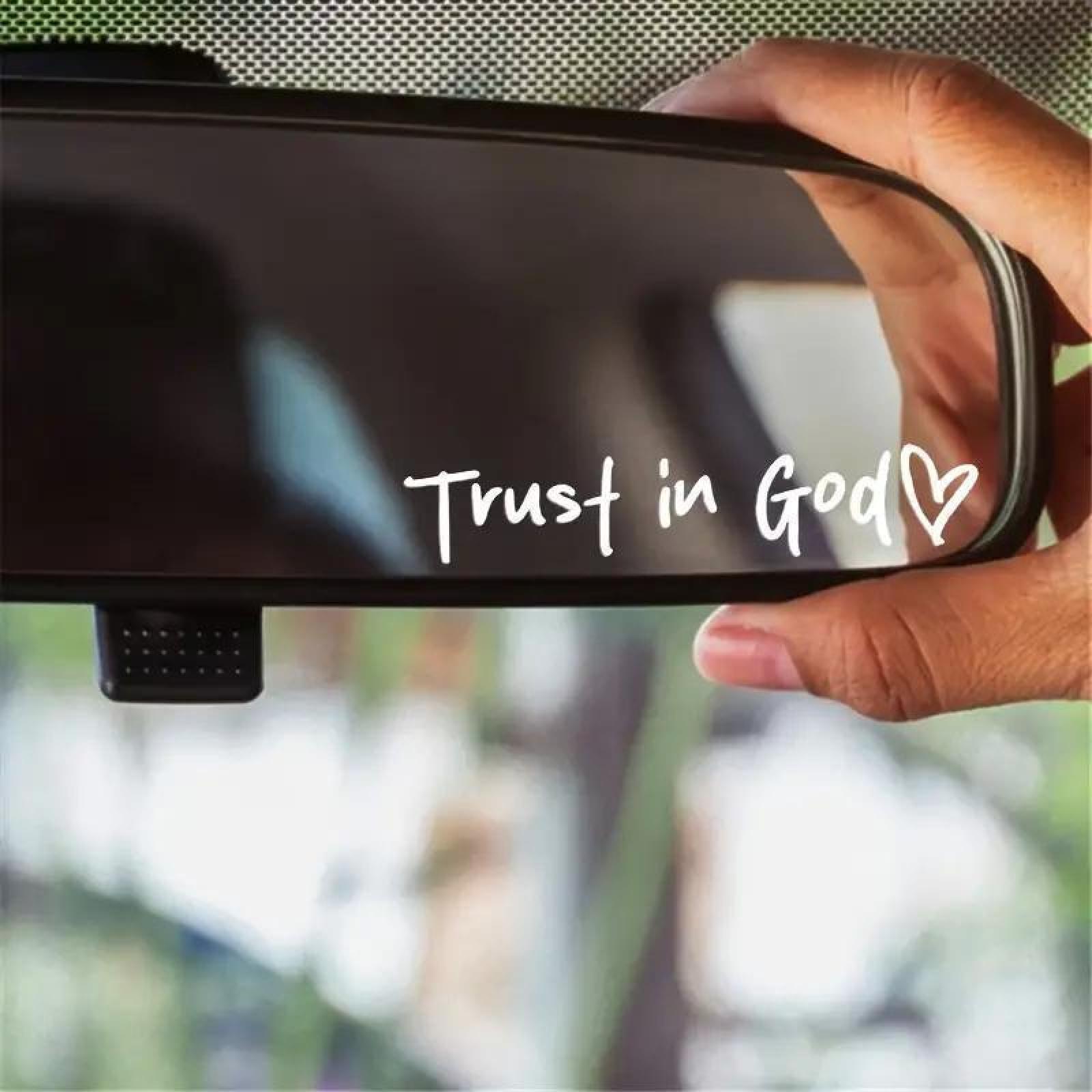 4 Counts Set (black+white) Lnspirational Vinyl Sticker,Trust in God Car Rearview Mirror Sticker,Car Rearview Mirror Decal,Ideal Christian Gift.