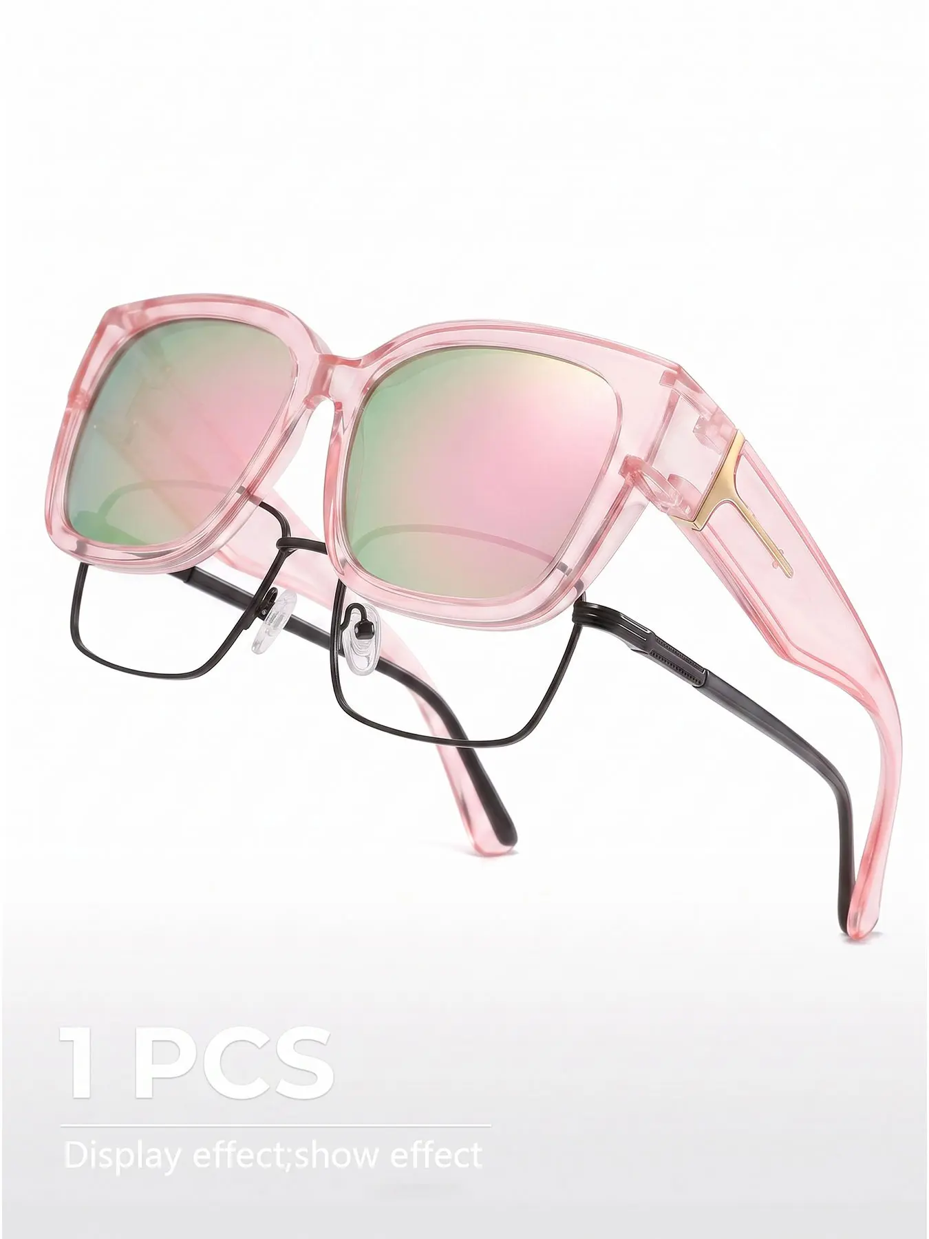 New European and American classic polarized clip-on sunglasses, fits over prescription reading glasses, suitable for daily casual shopping, fashionable and trendy high-aesthetic design, unisex, sunglasses.