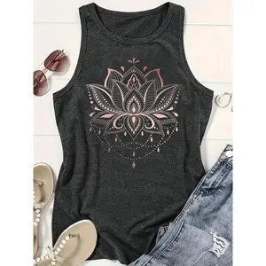 Women's European-American Fashion Printed Tank Top - Polyester-Cotton Fabric, Flattering Fits, Versatile for Casual Wear (Pair with Jeans)