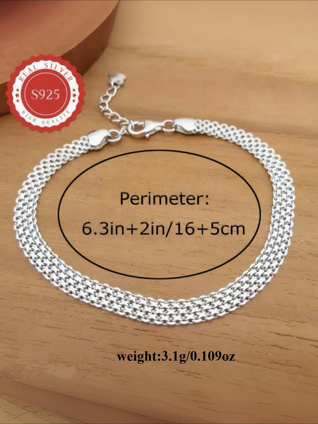 S925 Sterling Silver Wide Chain Bracelet, Elegant Trendy Chain Bracelet for Men and Women, Bracelet Perfect for Gift Idea