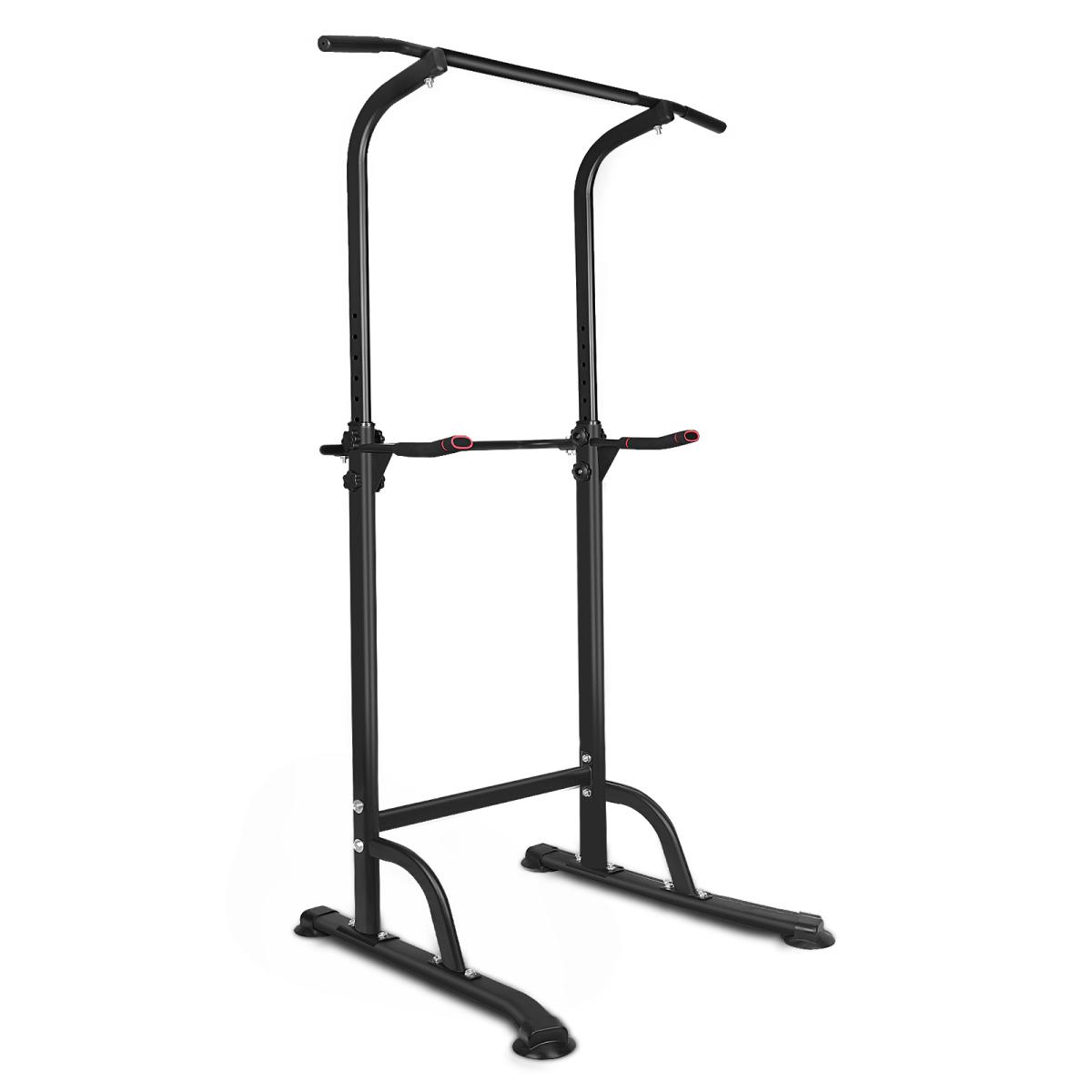 [Fahuac] Power Tower Dip Station, Adjustable Height 66.5"-82.7" Heavy Duty Multi-Function Fitness Training Equipment, 330 lbs Capacity, Space Saving Foldable Design for Home Gym
