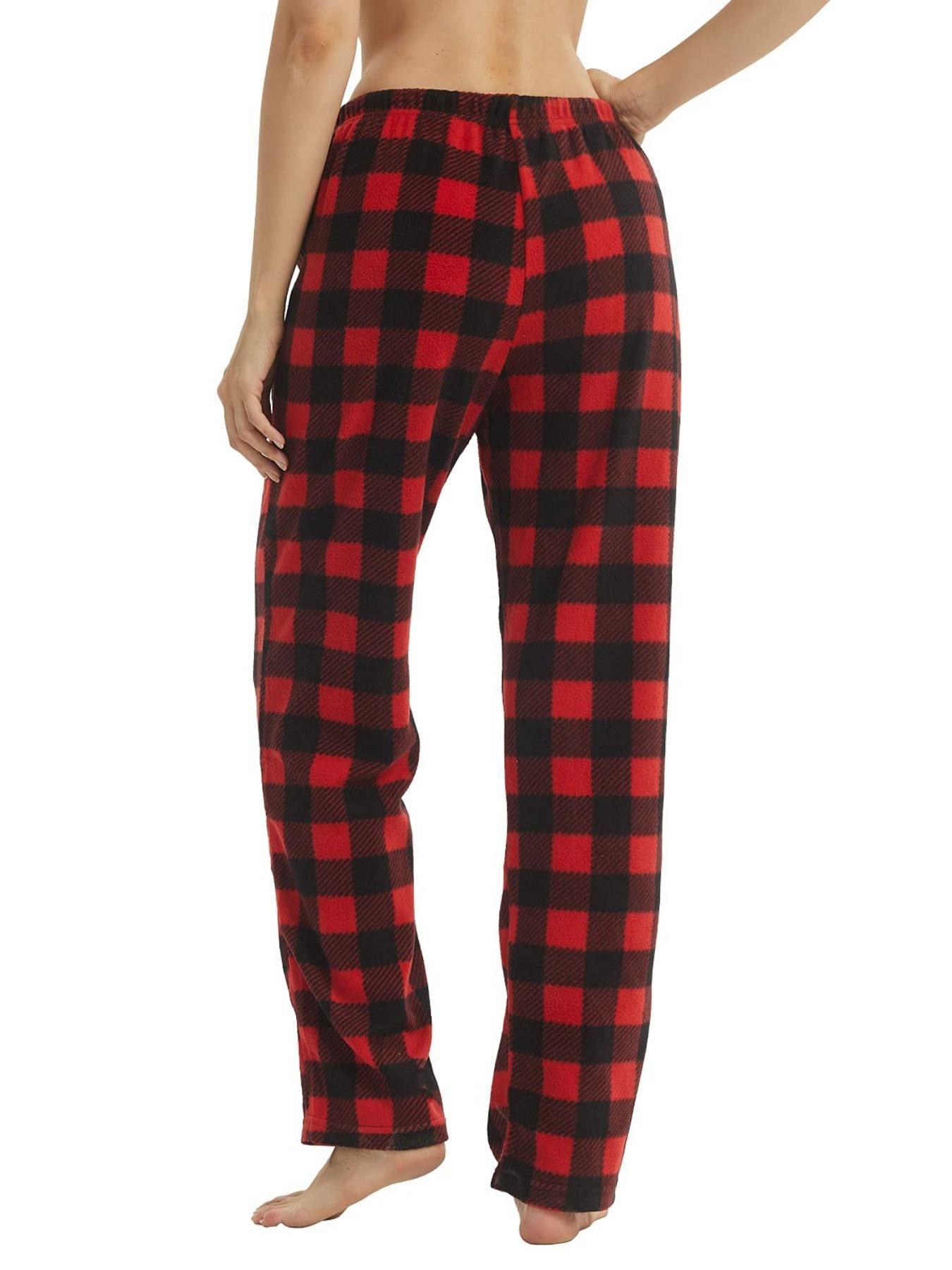 Women's Plaid Print Drawstring Waist Pants, Soft Comfortable Thermal Lounge Pants, Casual Cozy Sleep Pants for Fall & Winter