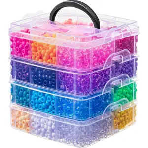4200 count Pony Beads, 24  Colors 6x9mm Plastic Kandi Beads Bulk for Bracelets Hair Braids  Making DIY Crafts, 2.41LB (Shaking Packaging)