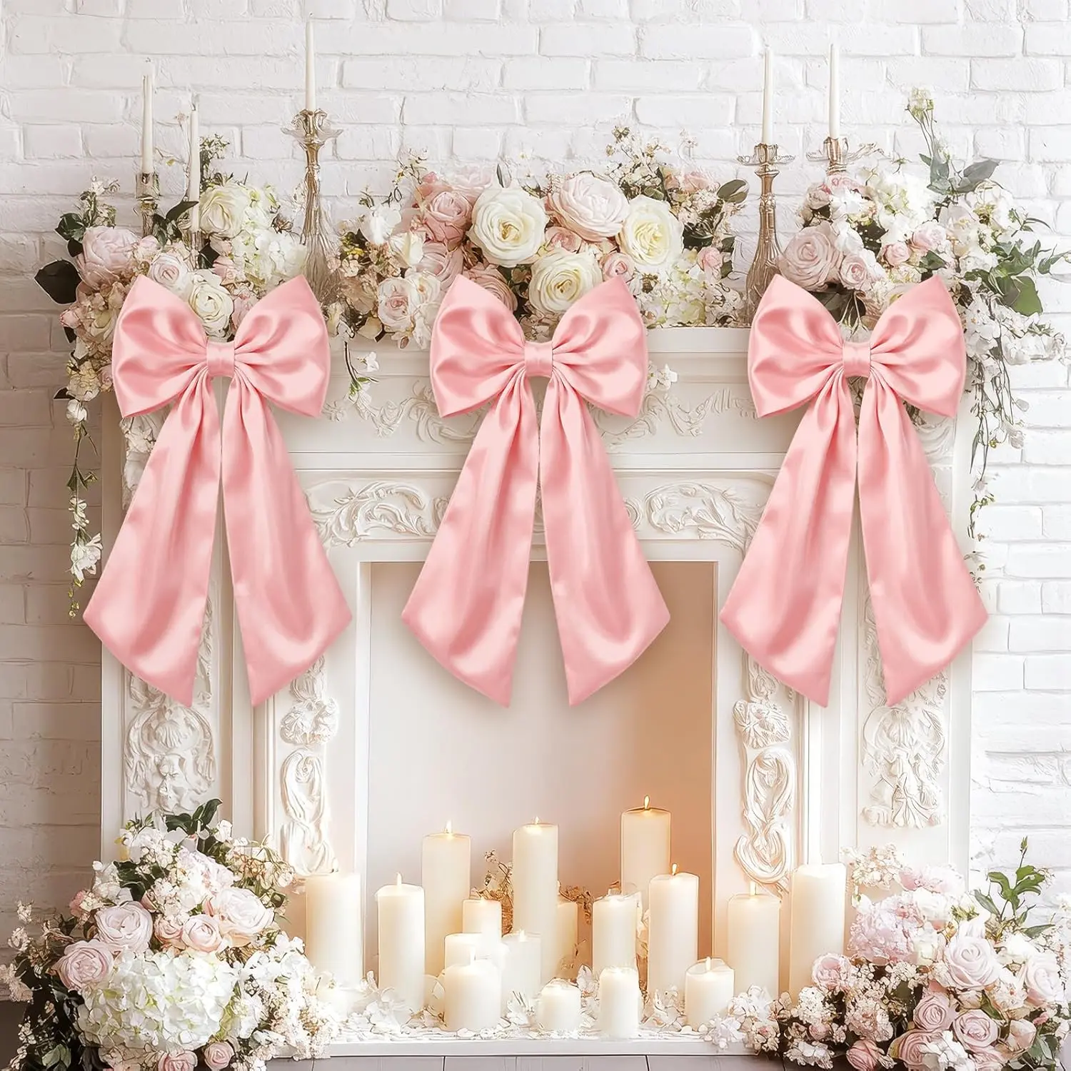 3 Pcs 2 ft Large Pink Bow Decorations Big Satin Bows Hanging Wall Decors for Wedding Coquette Birthday Backdrop Bridal Shower Bachelorette Room Fireplace Party Suppliesfidget toys