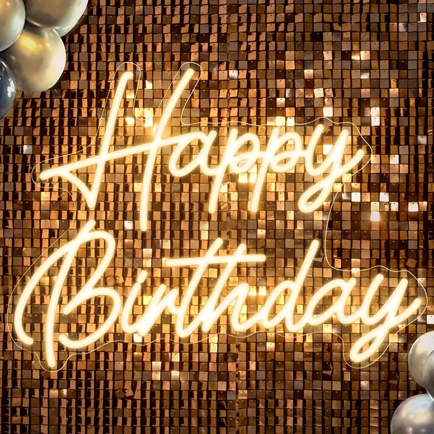 Neon Birthday Sign with Adjustable Light Switch, USB Powered LED Neon Lamp, Decorative Mood Light for Weddings, Parties, Holidays