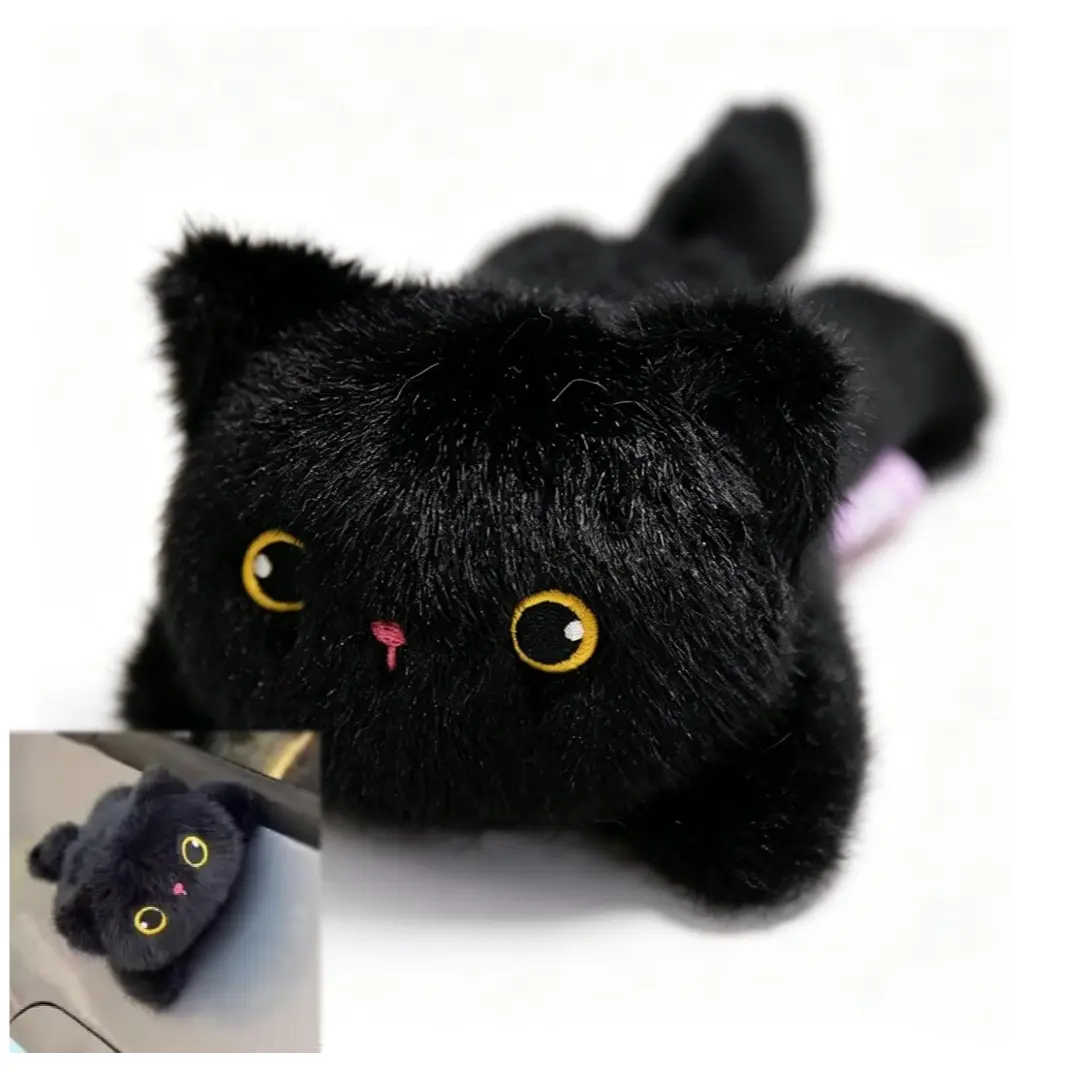 Magnetic Plush Cat Car Decor, 14cm Kawaii Stuffed Animal Ornament for Car Exterior, Cute Magnetic Decoration for Dashboard, Side Mirror, Refrigerator, Locker, for Cats Lovers