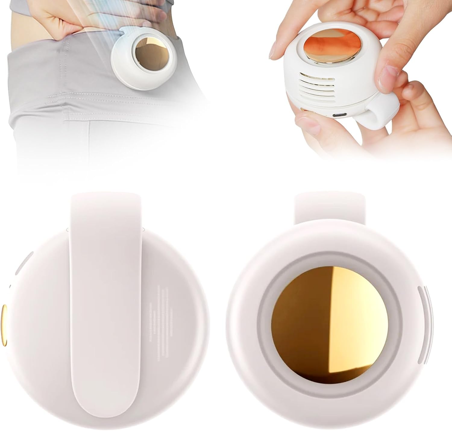 Portable Silent Mini Bladeless Electric Fan,Mini Whirlwind Fan for Waist Clip Fan, 3 Speeds Hands-Free Neck Fan,Suitable for Outdoor & Travel & Office, Travel Accessories, Gift (White)