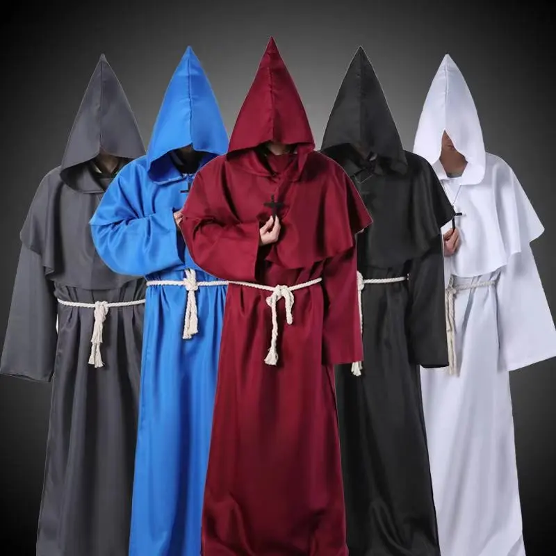 Medieval Monk Robe Priest Wizard Cosplay Outfit Stage Costume for Halloween Themed Role‑Play Events