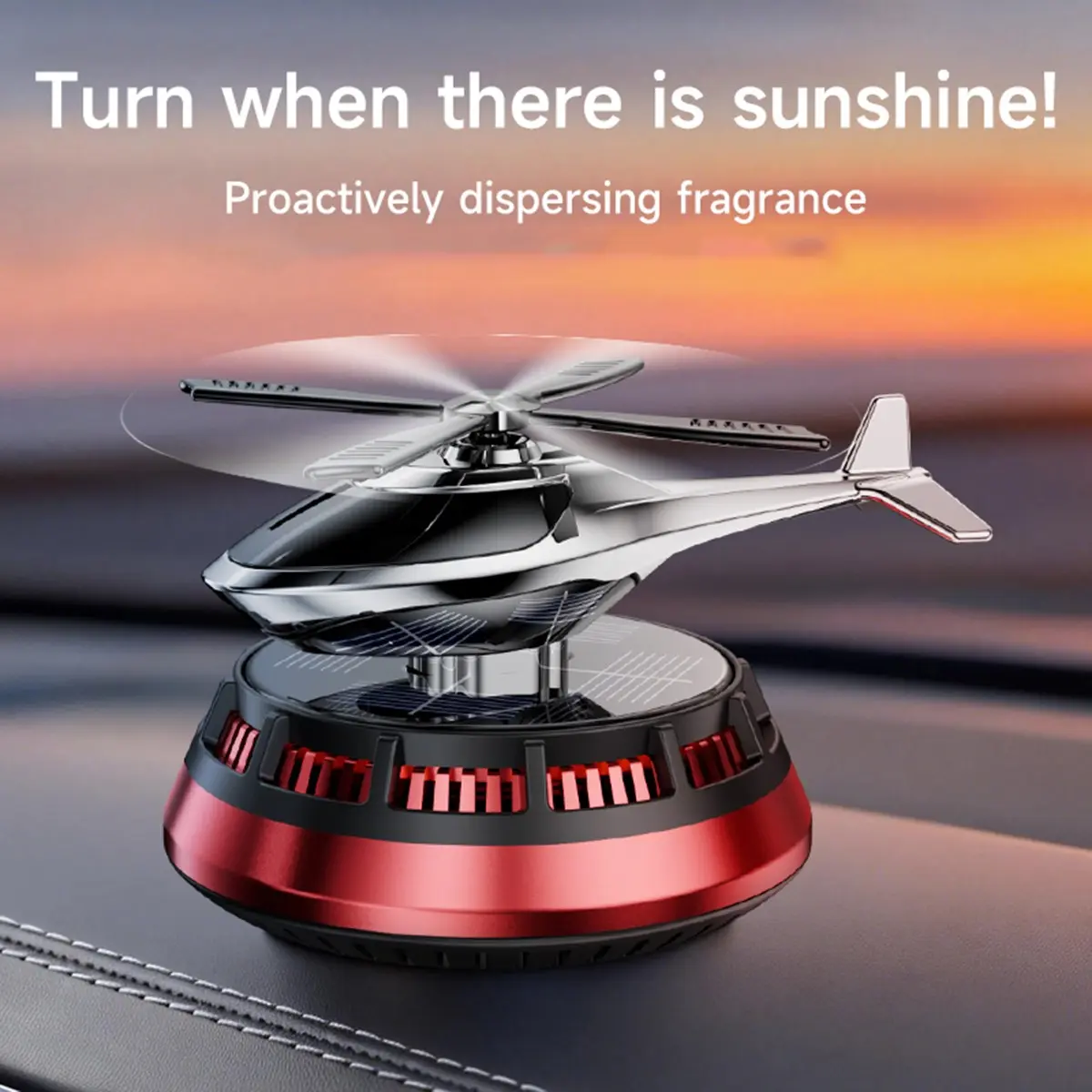 Solar Powered Rotating Helicopter Car Air Freshener, Auto Dashboard Aromatherapy Diffuser Ornament, Car Fragrance, Car Scent Diffuser, Interior Decor Accessory for Vehicle Home Office