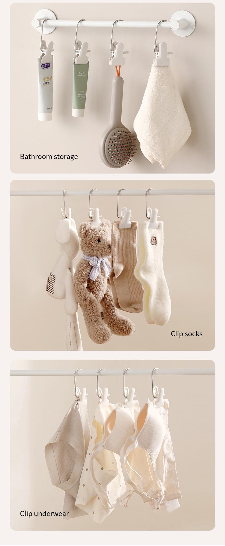 FaSoLa stainless steel single portable non-marking clothes and pants clip with hook for home use