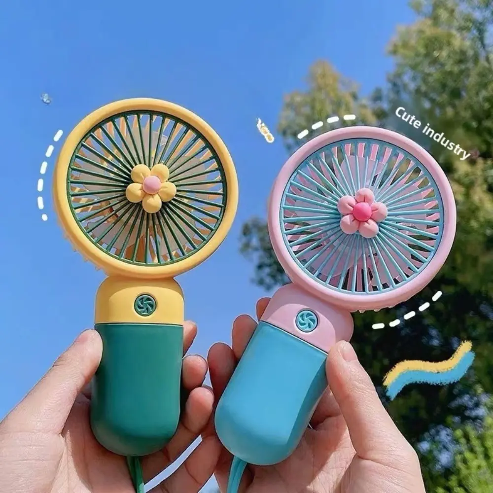 Cute Small Flower Handheld Mini Fan Portable Desktop Cooling Fan for Students
