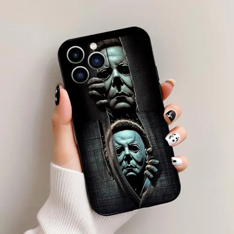 Black-QXF310M73512 Michael Myers TPU Protective Cellphone Case - Shockproof Shell, Skin-Gentle, Scratch-Resistant, Daily Bump Cushioning, QXF310 Designer Cover for iPhone 11-16 Pro Max, iPhone 15, Smartphone Devices, Horror Lover Gift