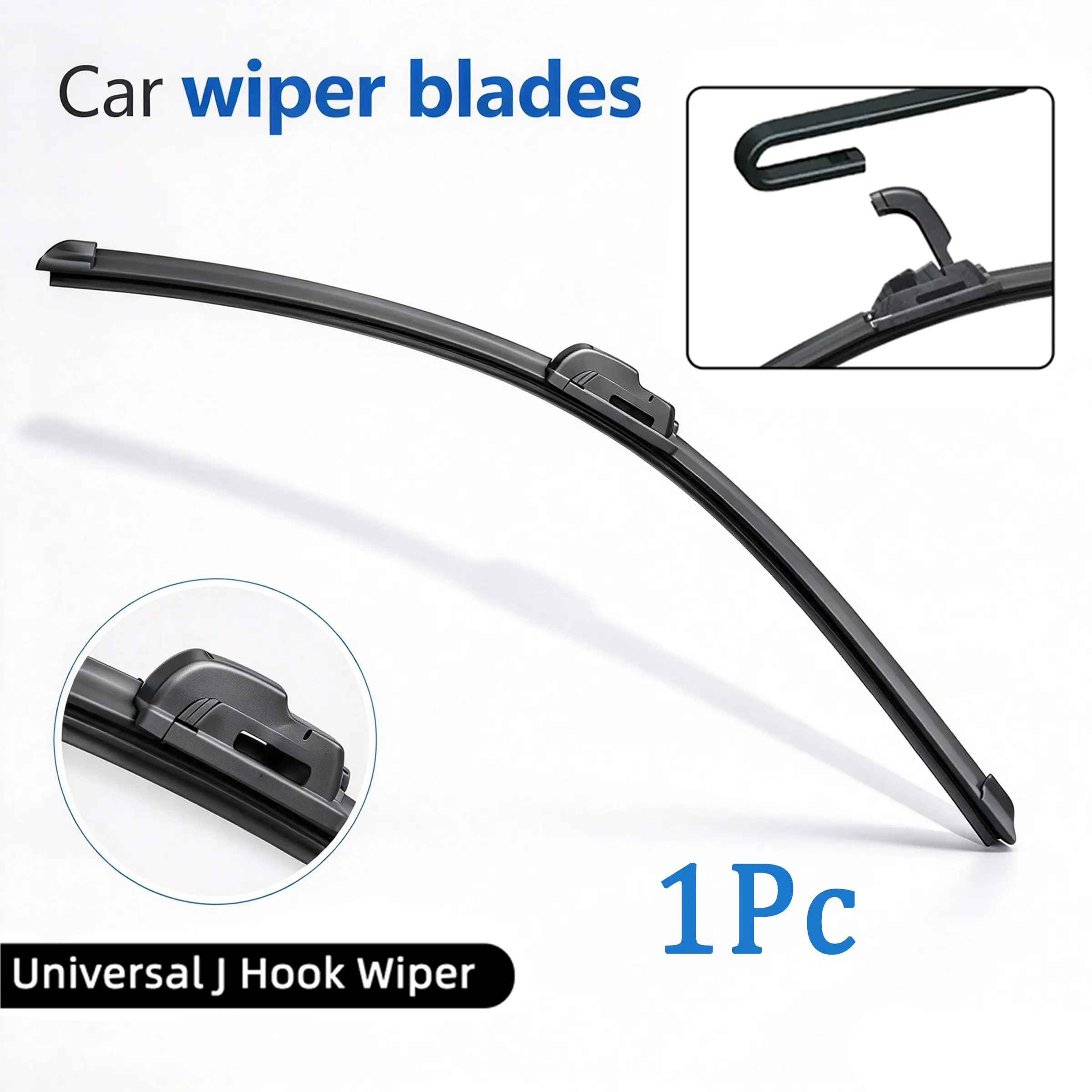 1Pc J Hook Windshield Wipers, All Weather Wiper Blades, No Noise No Streaks, Auto Windshield Replacement Parts