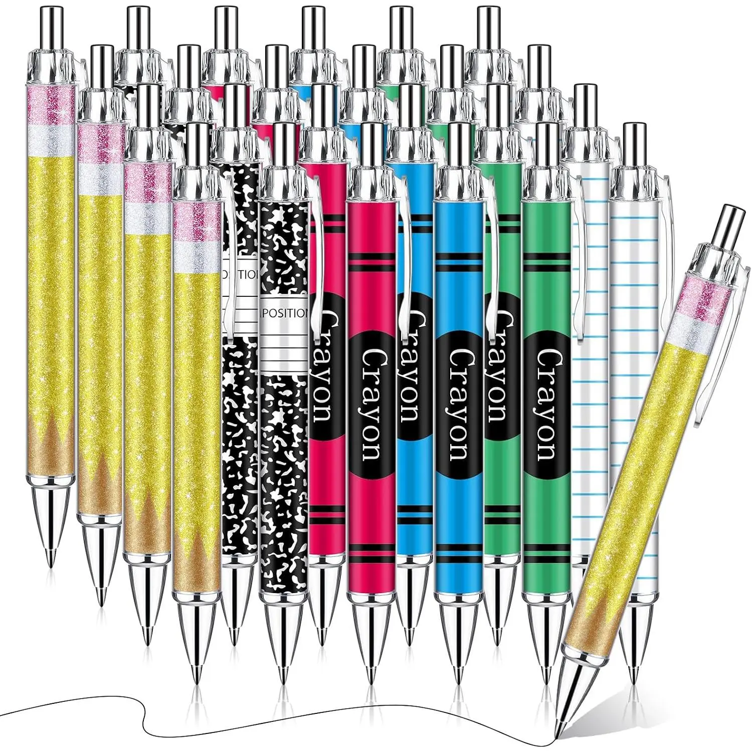 24 count Teachers Pens Bulk Welcome  to School Supplies  Cute Ballpoint Pens  of School  for Teacher Student Classmate Classroom Office Writing Stationery Supplies