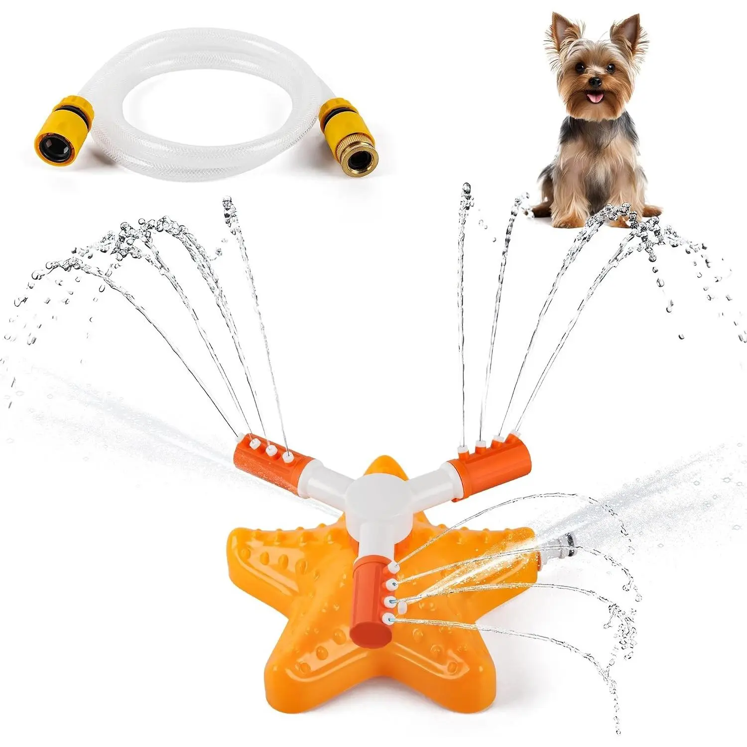 Dog Sprinkler Toy, Outdoor Water Dispenser for Dogs, 360 Degree Rotating Water Sprinkler for Puppy, Perfect Summer Dog Toy for Lawn and Cooling