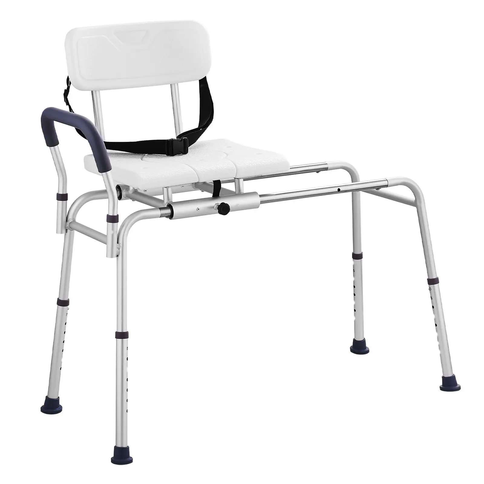 Sliding Tub Transfer Bench Shower Chair With Cut-Out Seat And Reversible Backrest, Non-Slip Cushioned Bath Safety Seat, Durable Indoor Bathroom Aid For Elderly And Disabled, Easy Assembly, Stable Waterproof