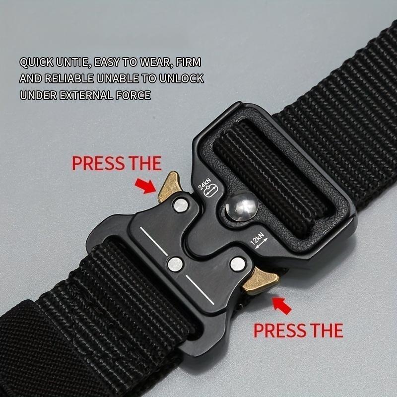 6-piece Set Men's Tactical Belt  – Heavy-Duty Nylon Canvas Work Belt with Alloy Buckle for Outdoor, Hiking, and Workwear| with  Mountaineering Keychain & Water Bottle Clip