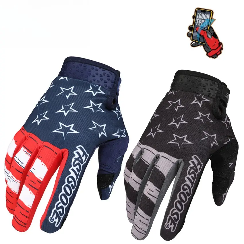 Fashion US Flag Skeleton Stars Cycling Gloves Touchscreen Full Finger Mountain Road Bike Gloves Lightweight Motorcycle Racing Gloves Sport Fitness Workout Gloves Trendy Mittens for Unisex