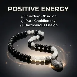 Unisex Wealth Crystal Sweater Chain Necklace & Bracelet Combo, Natural Tiger Eye Obsidian Healing Stones, Abundance Energy Jewelry, Perfect Gift for Birthday, Anniversary, Holiday & Party Occasions
