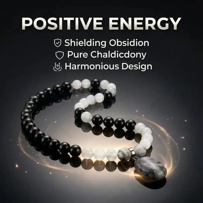 Beaded Jewelry Set with Natural Tiger Eye & Obsidian Healing Stones, Unisex Spiritual Necklace & Bracelet for Abundance Energy, Meaningful Gift