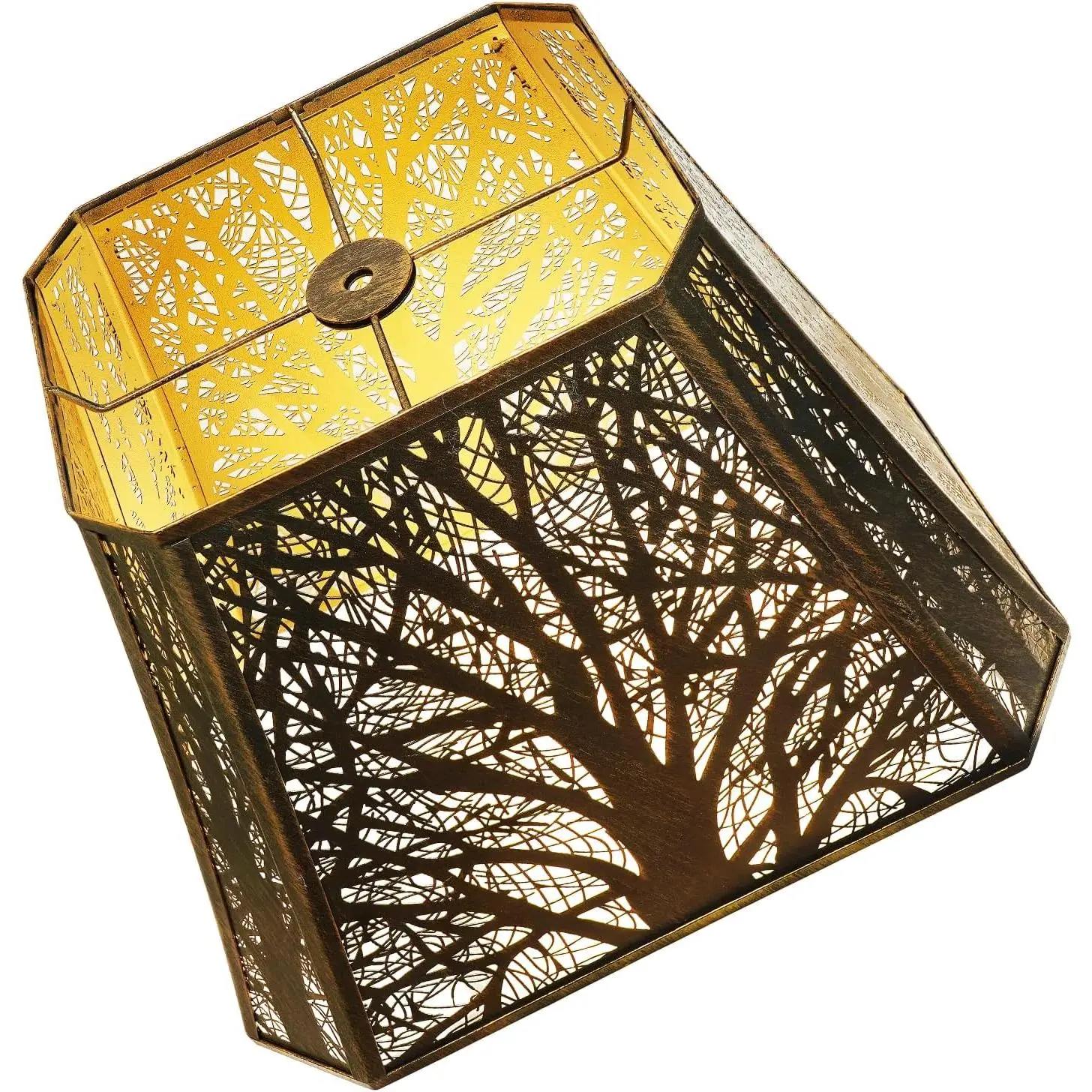 Antique Bronze  Forest Shadow Effect Iron Lamp Shade,Spider Fitter. | (5+6.5)" Top x (8+12)" Bottom x 10"High Rectangle Corner Cut Lampshades,Suitable for table & floor lamps and reading lamps.