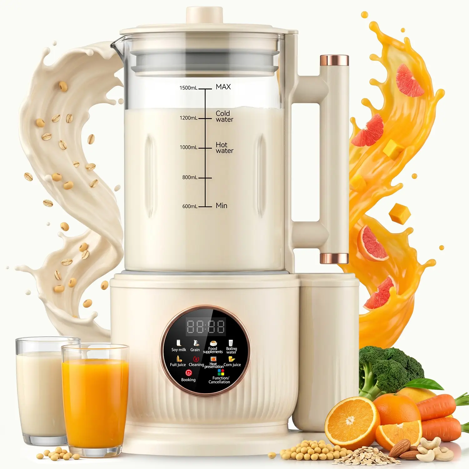 Automatic Nut Milk Maker, Plug and Play 1500ml Nut Milk Machine, Multifunctional Household Kitchen Appliances for Coffee, Grain and Juice, Kitchen Juicer, Ideal Gifts, Home Blender