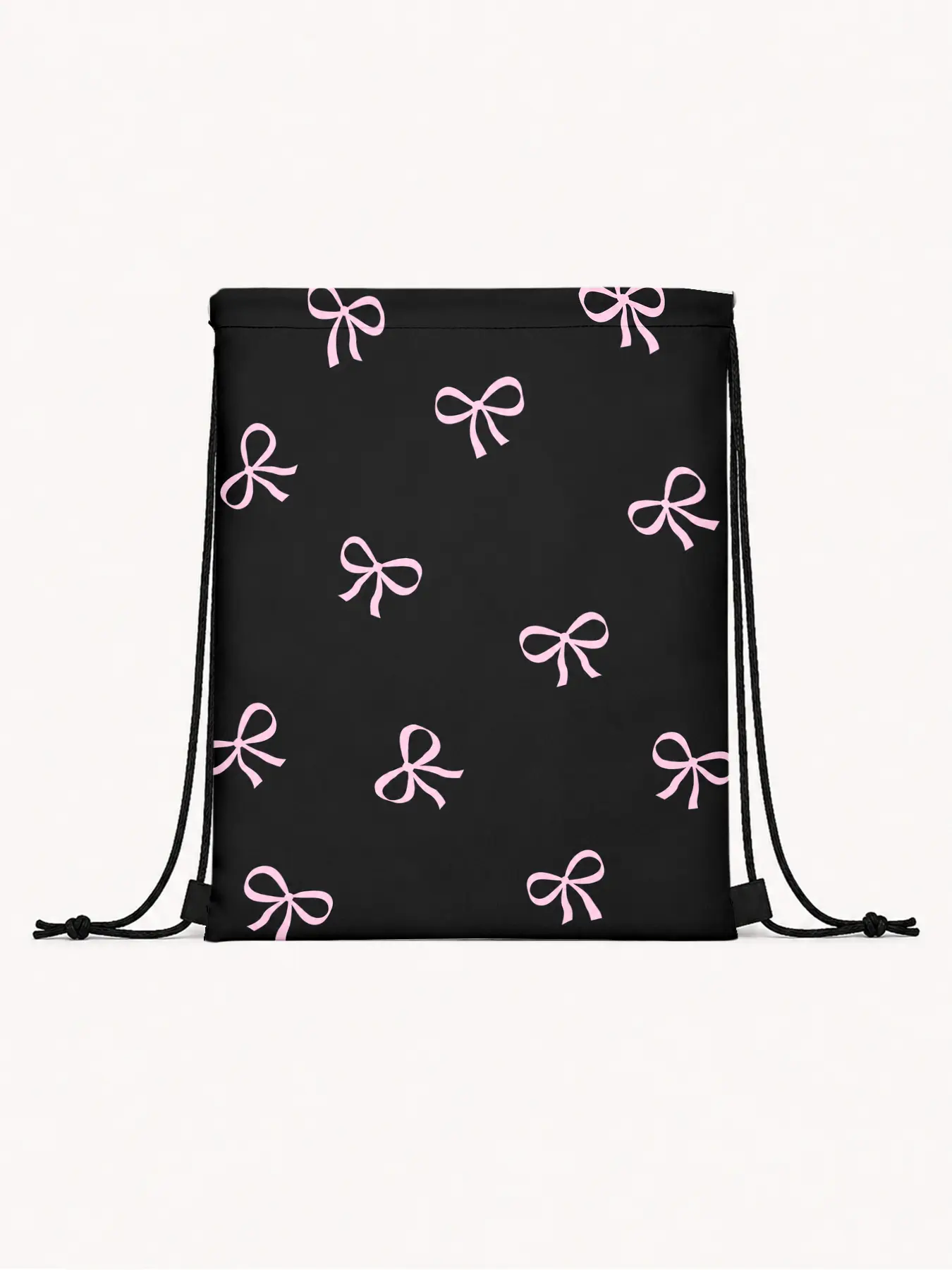 Bow Full Print Drawstring Backpack, Lightweight Multi-Purpose, Ideal for School, Dance Class, Travel, Perfect Gift for Girls and Teens