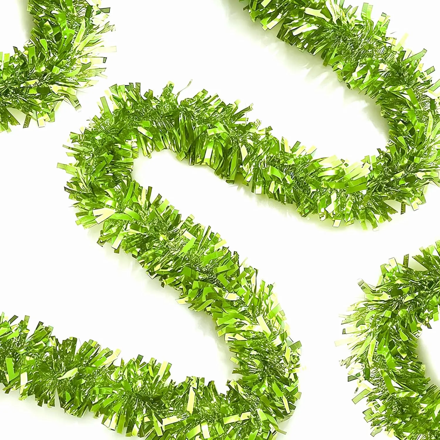 33Ft Christmas Tinsel Garland Xmas Tree Decorations Shiny Thick Metallic Twist Garlands Ceiling  Birthday Streamers for  Year Party Indoor Outdoor Decor Supplies-Pale Green